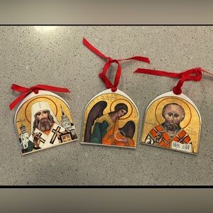 Set of 3 Alaskan Artist Series Saint Ceramic Ornamants